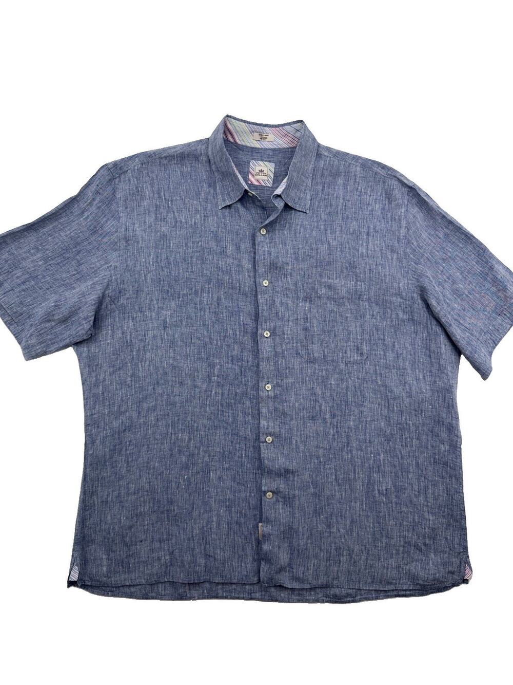 Peter Millar Men's 100% Linen Blue Long Sleeve Button Down Shirt Resort XL